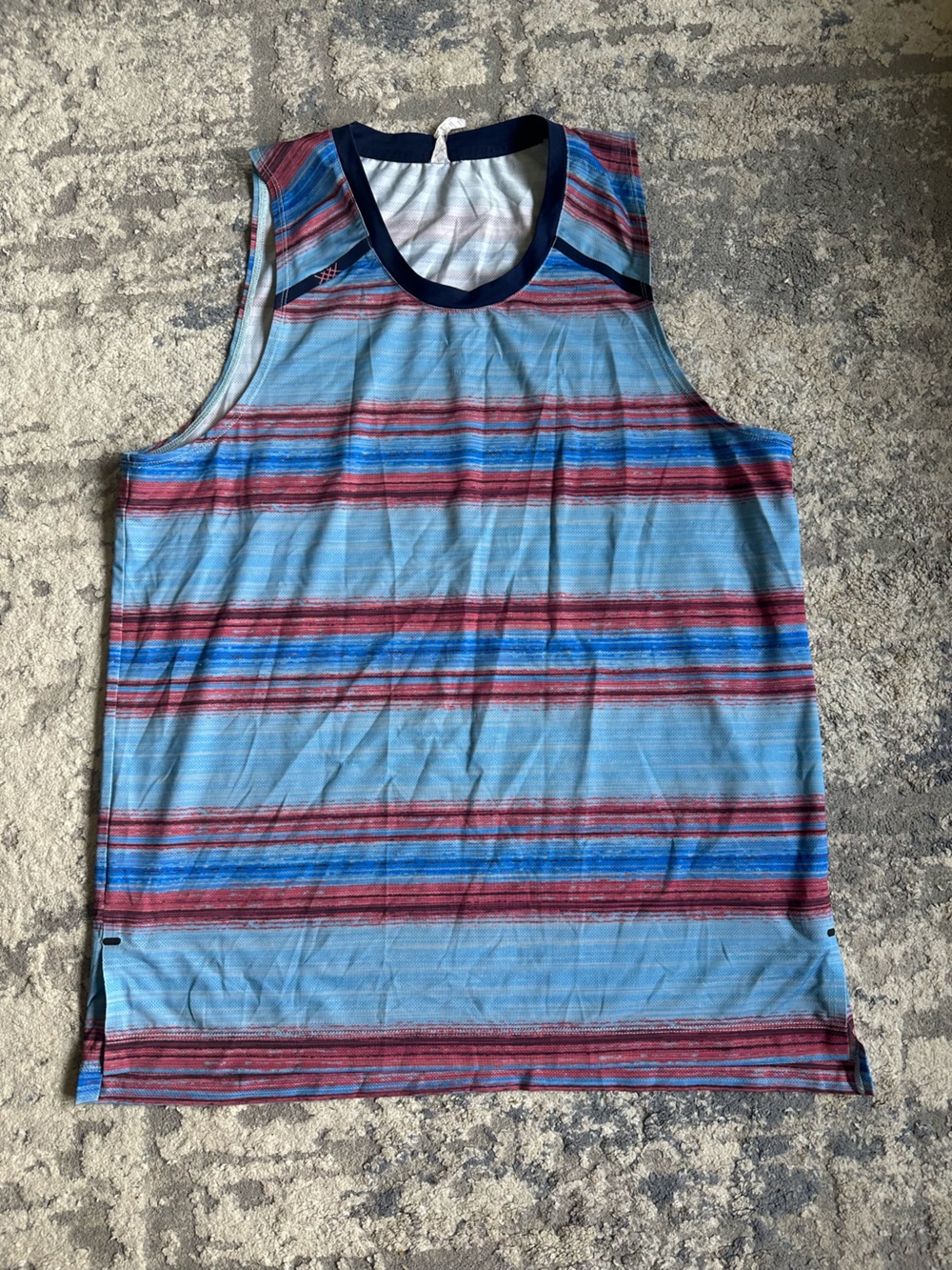 Men's RHÔNE Medium Blue Striped Sleeveless Shirt